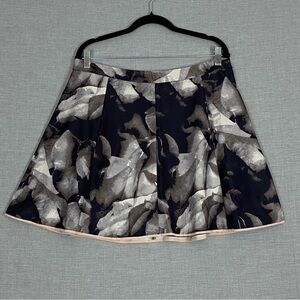 Mossimo Skater Skirt Flare Bottom Sz 14 Greyscale Abstract Pattern Lined